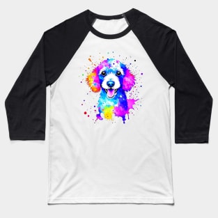 Colorful Poodle Splatter Art - Elegant Canine Expression Baseball T-Shirt